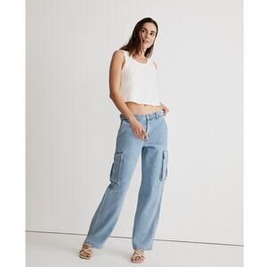 Madewell Low-Slung Straight Cargo Jeans in Coleman Wash NK883‎ Size 23